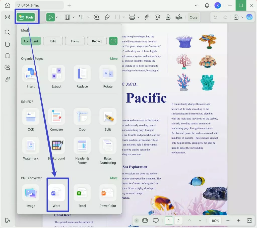 export to word in updf