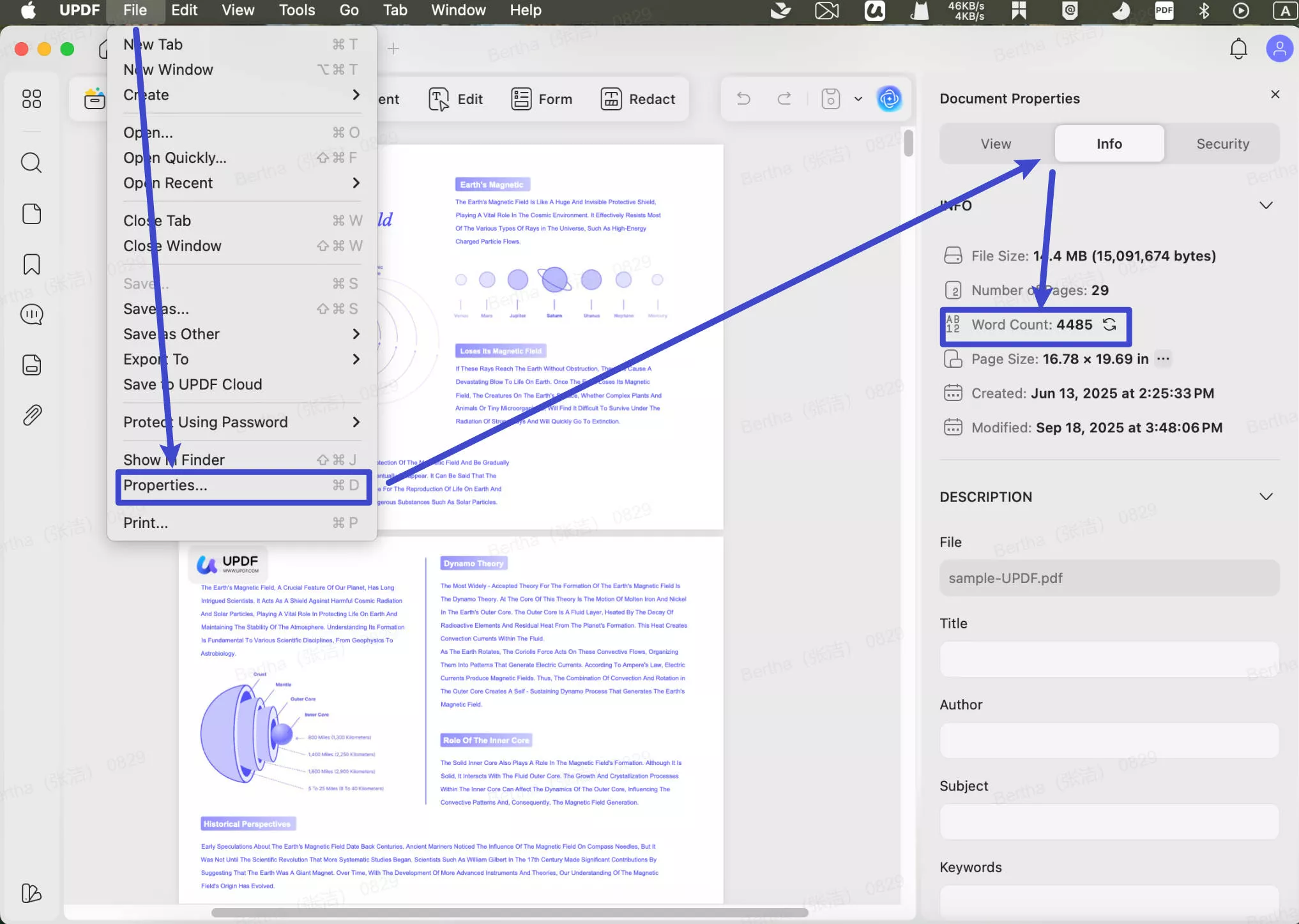 count words in a PDF using UPDF for Mac