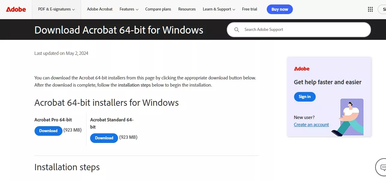 download acrobat 64-bit windows