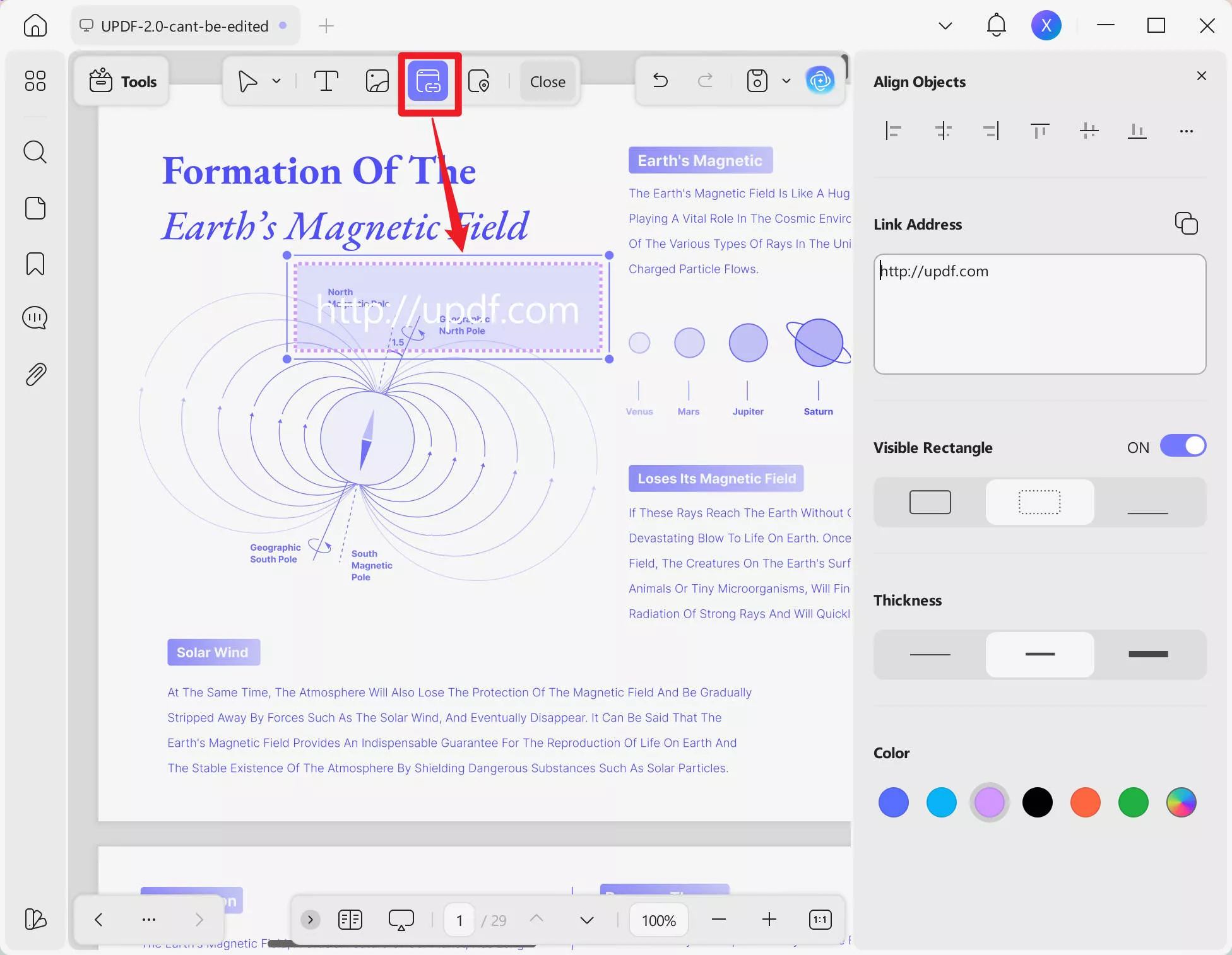 customize link added in pdf