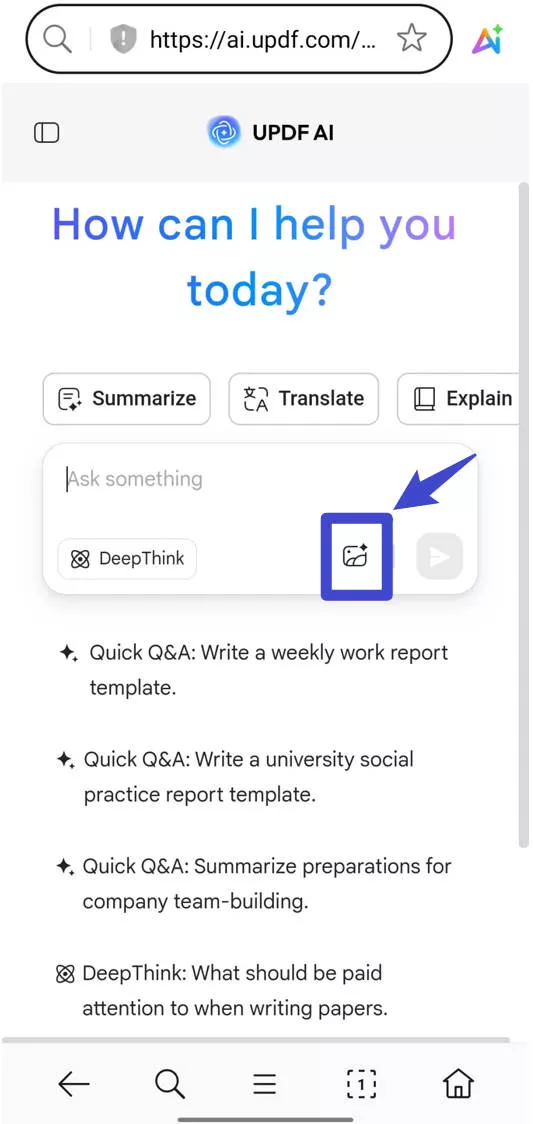tap the image icon updf ai online