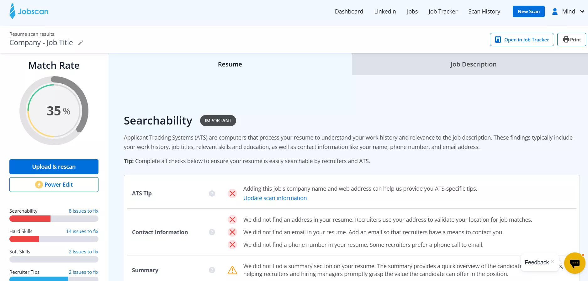 Jobscan resume analyzer