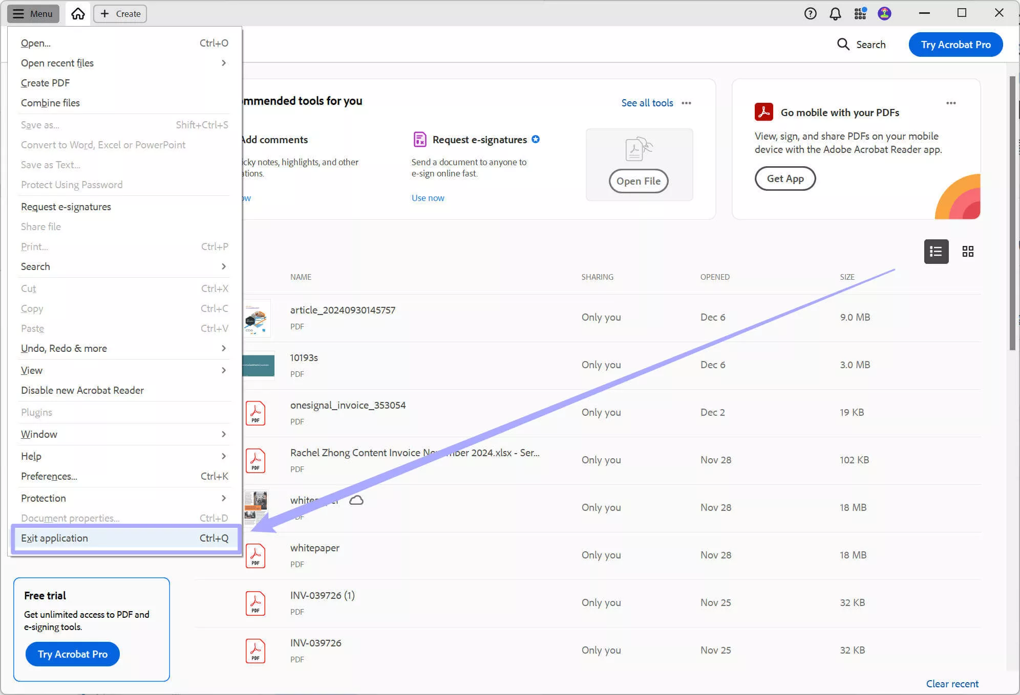 Quit Acrobat on Windows