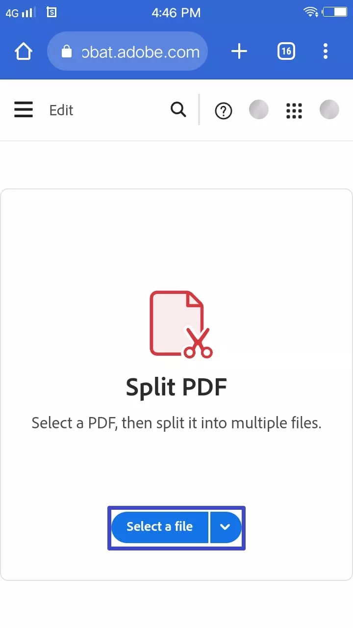 tap select a file button