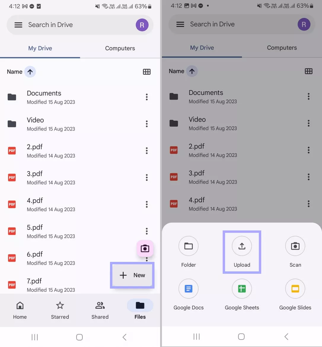 upload the file to google drive