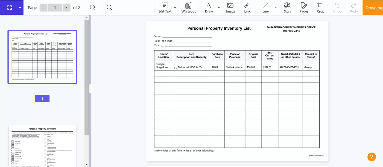 wepdf editing interface