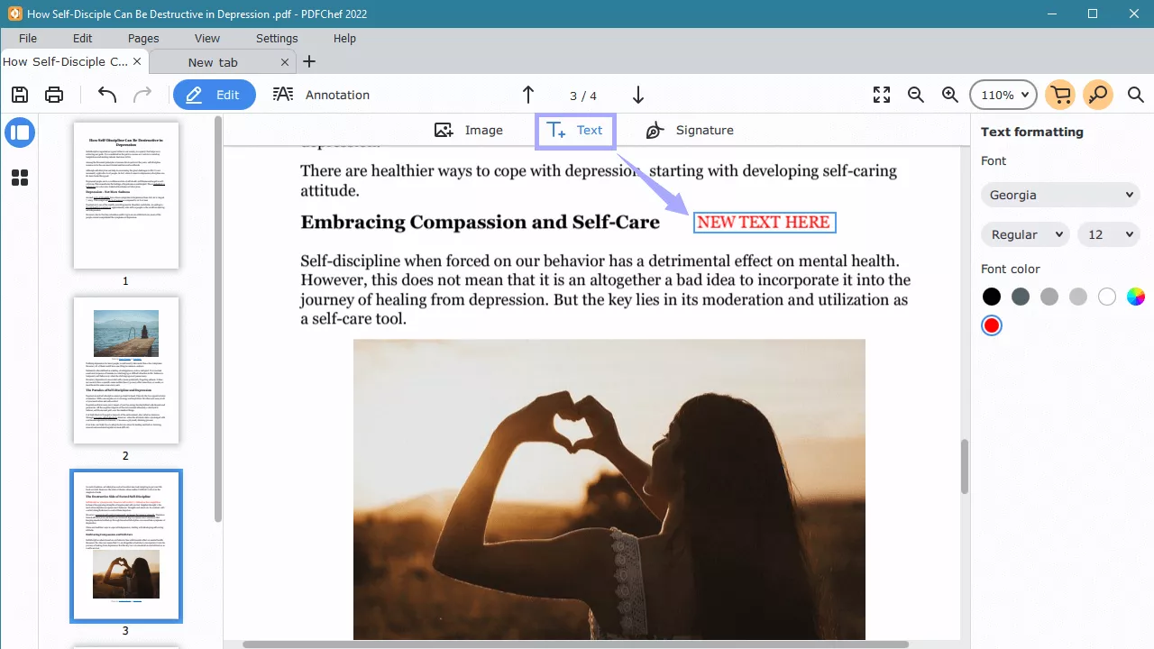 click text to add new text pdfchef