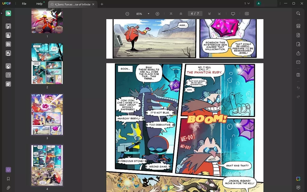 updf interface and pdf comic 