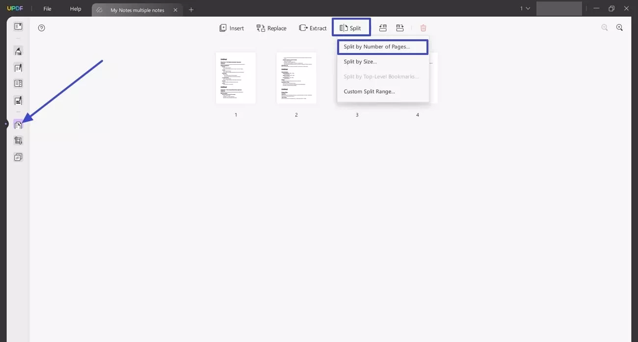 open split feature updf