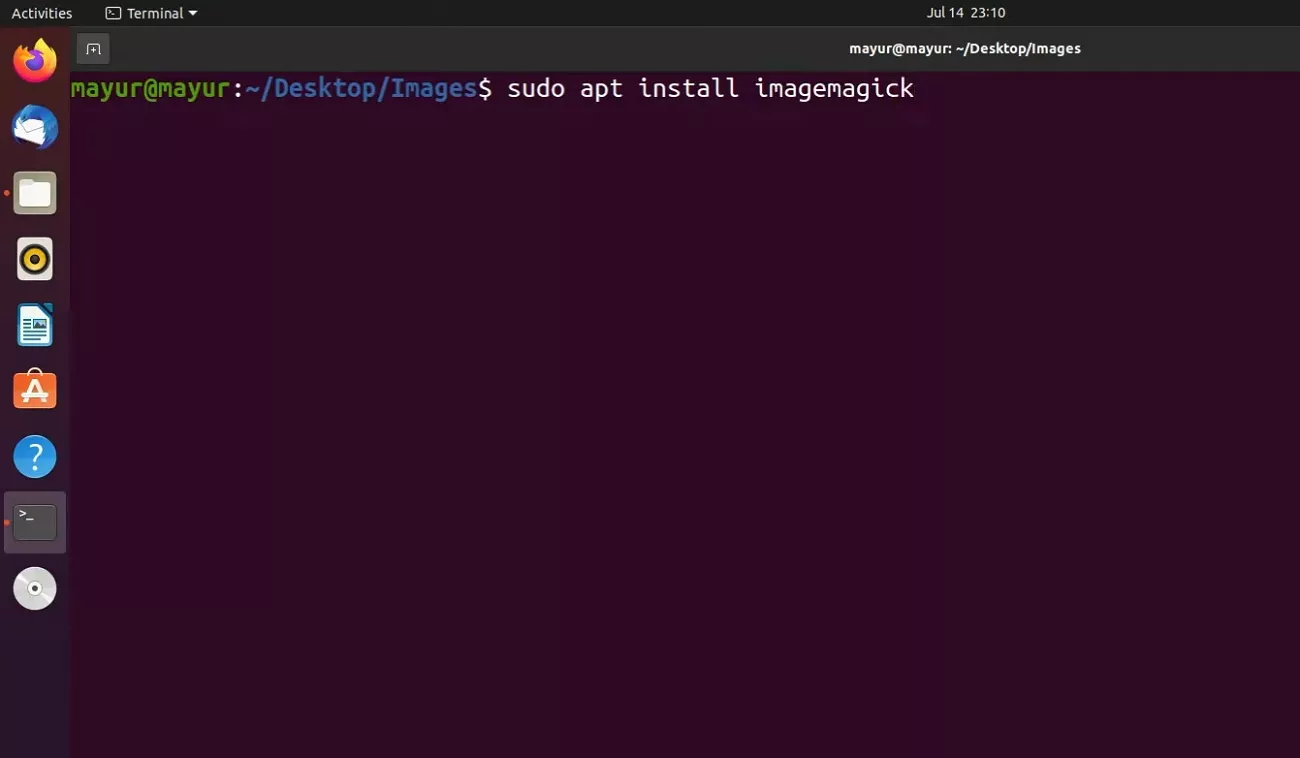 enter command to install imagemagik