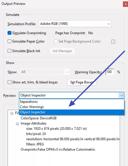 change to object inspector for dpi