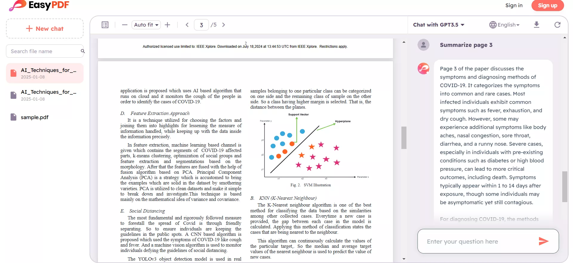 summarize by pages using EasyPDF