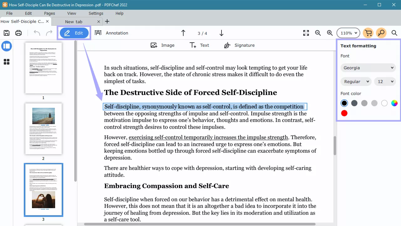 edit text with pdfchef