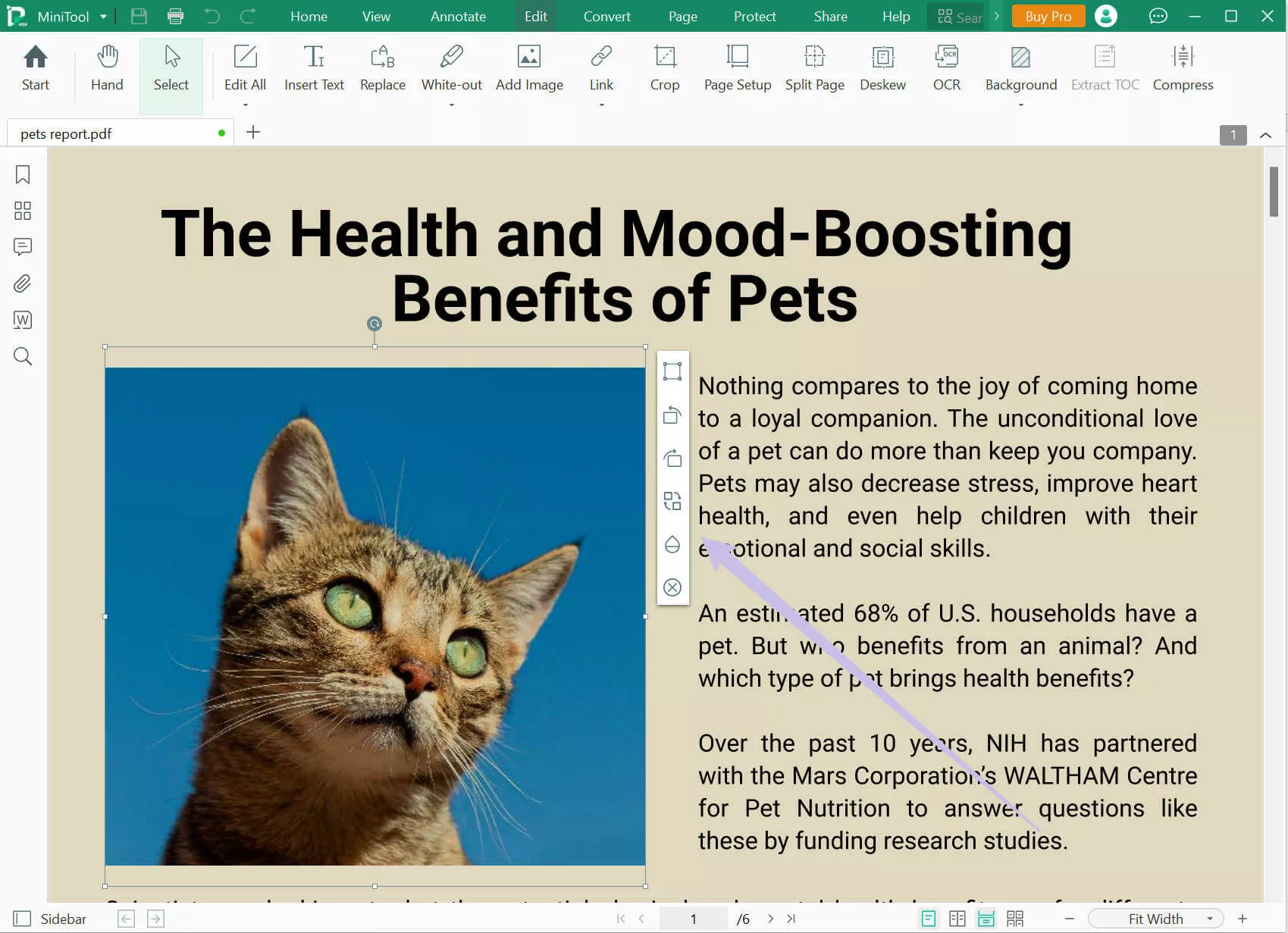 edit the image minitool pdf editor