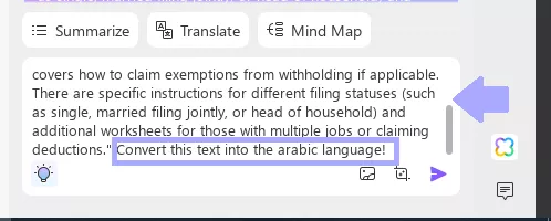 enter the translation prompt in updf ai