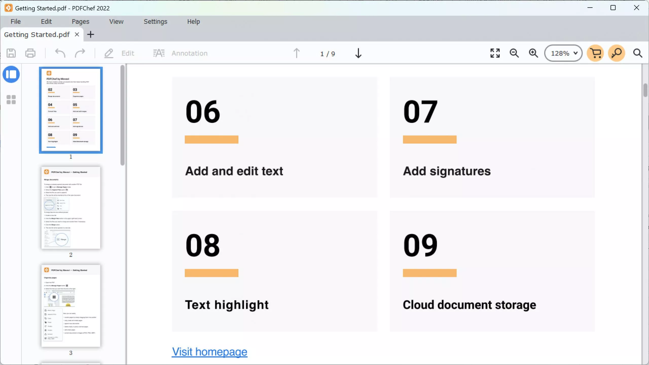 pdfchef user interface