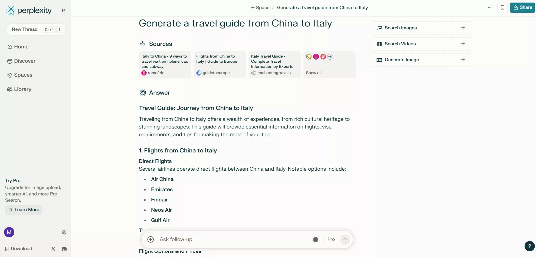 Perplexity AI's response