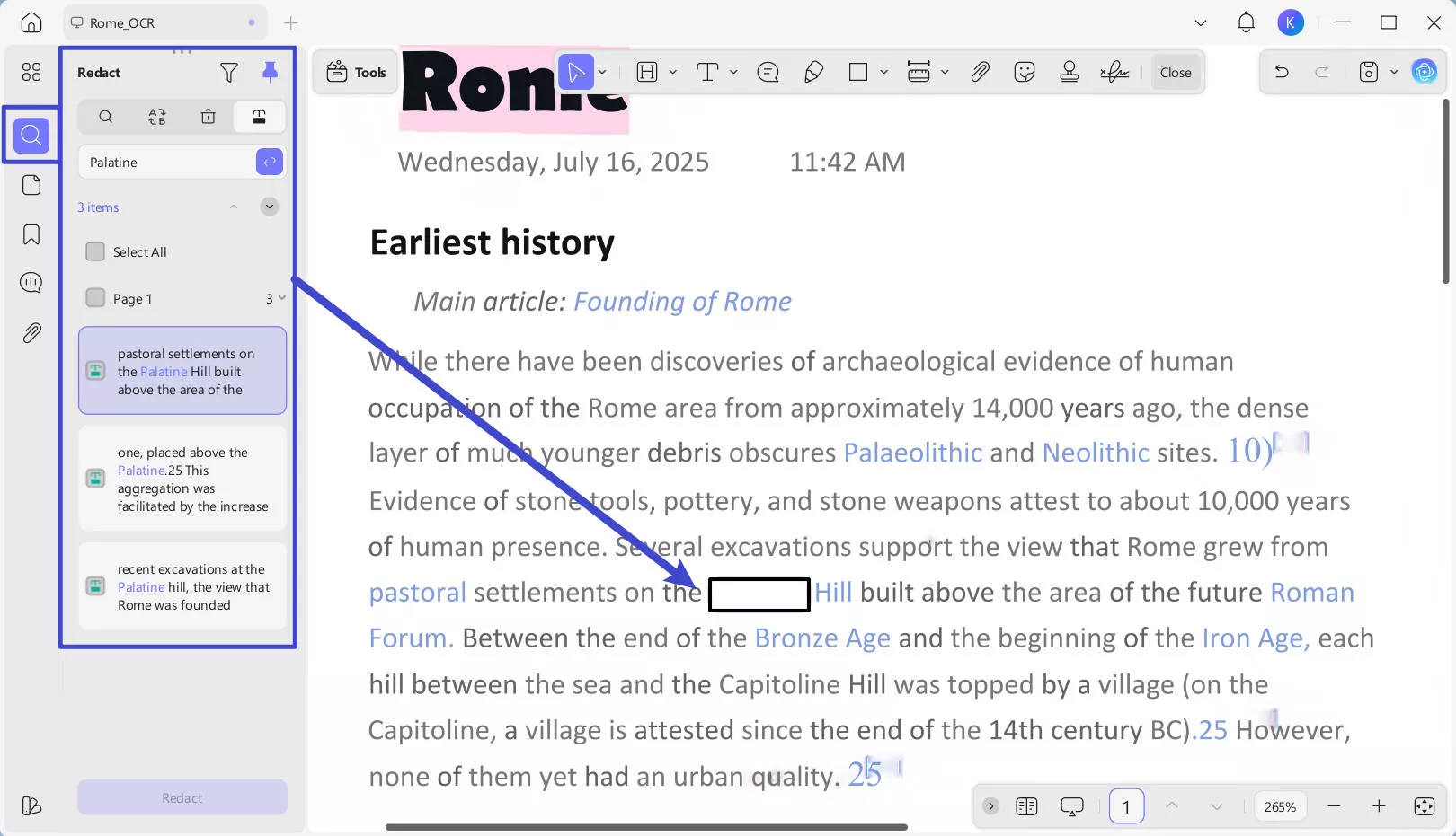 redact specific word