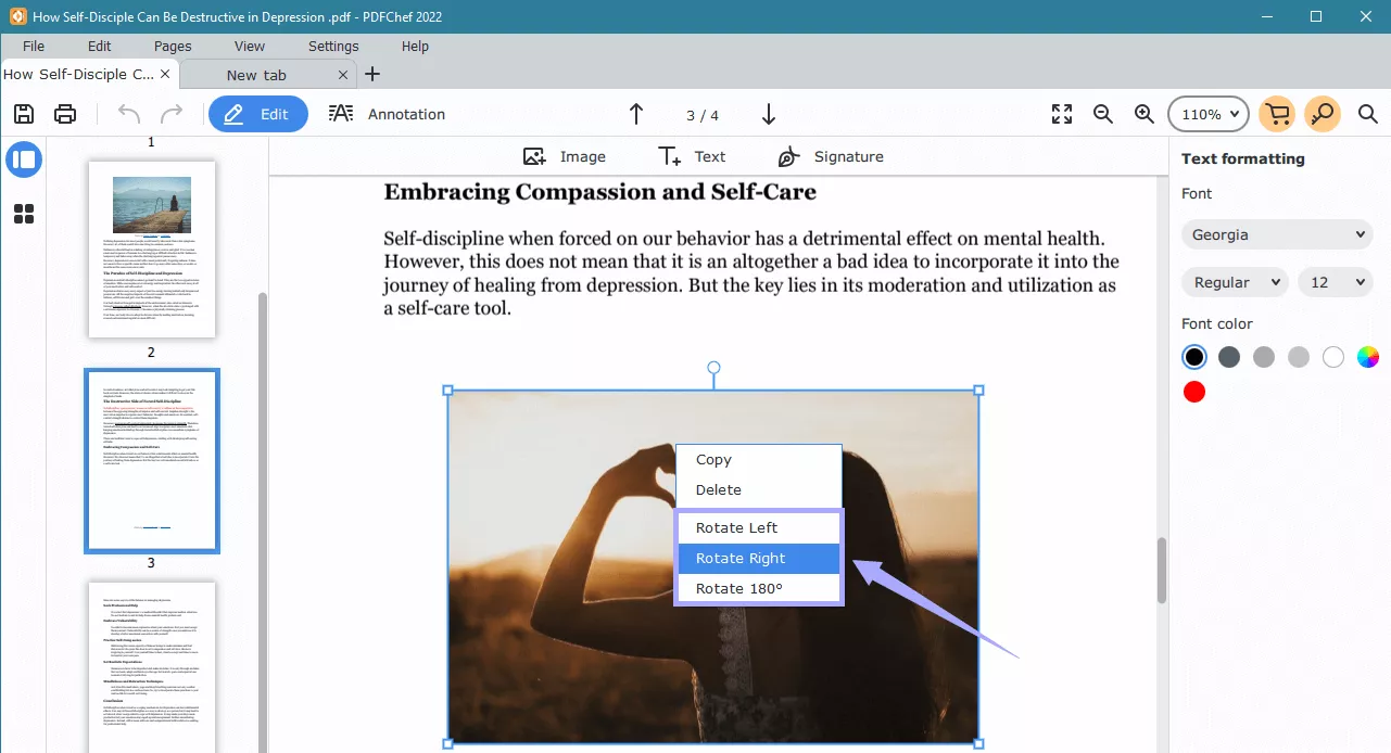 rotate image in pdfchef