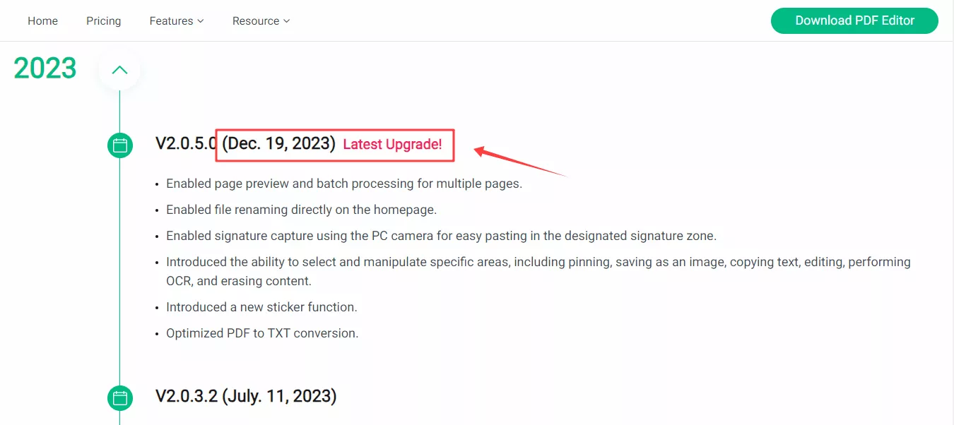 the last update of the minitool pdf editor.
