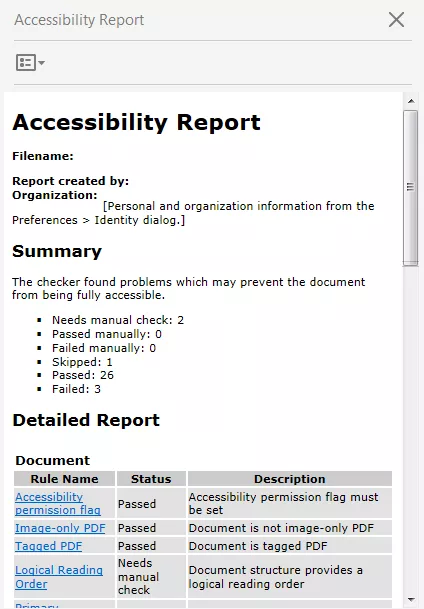accessibility report