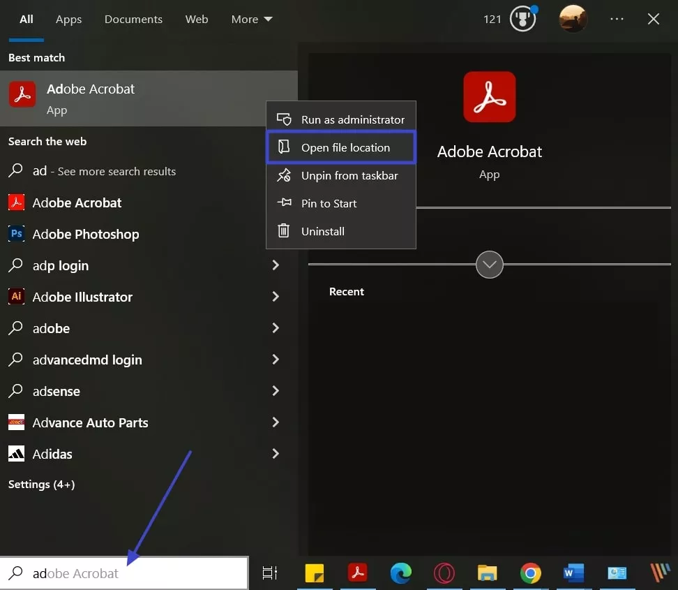 open file location windows