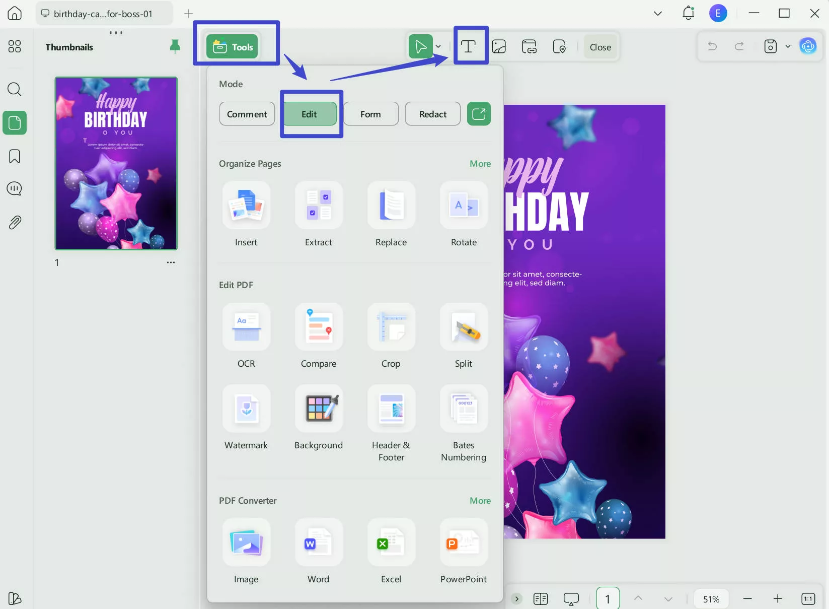 add texts, images, link updf
