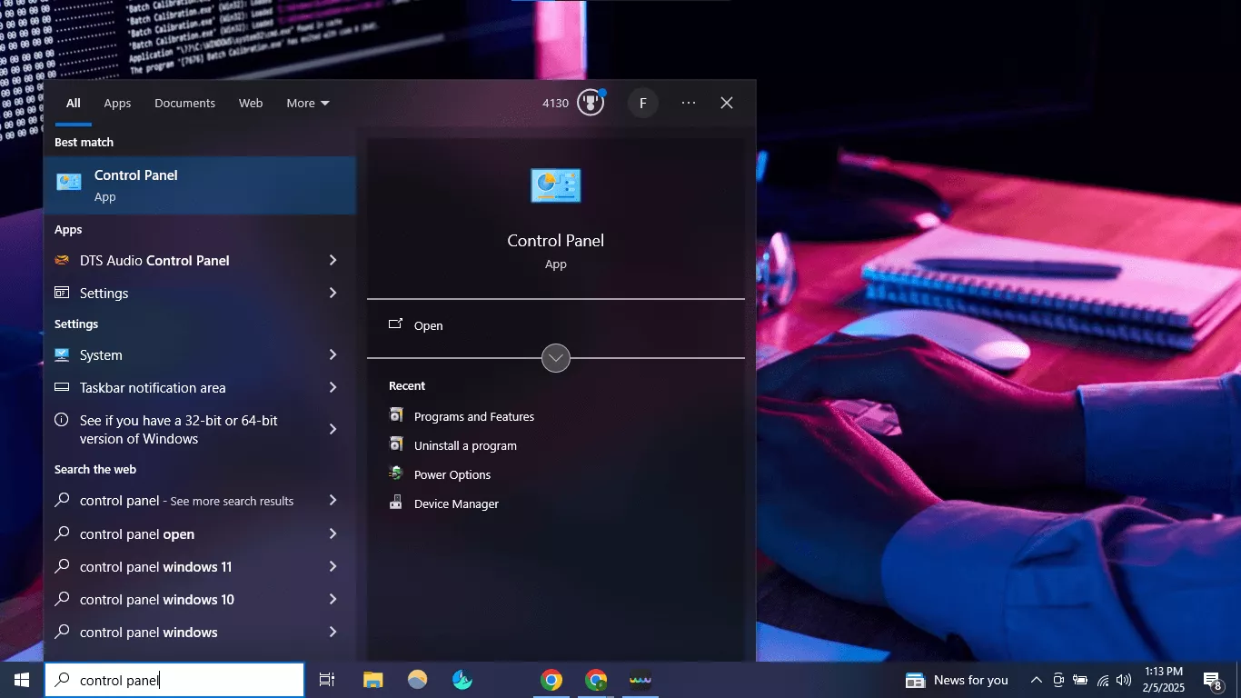 control panel windows