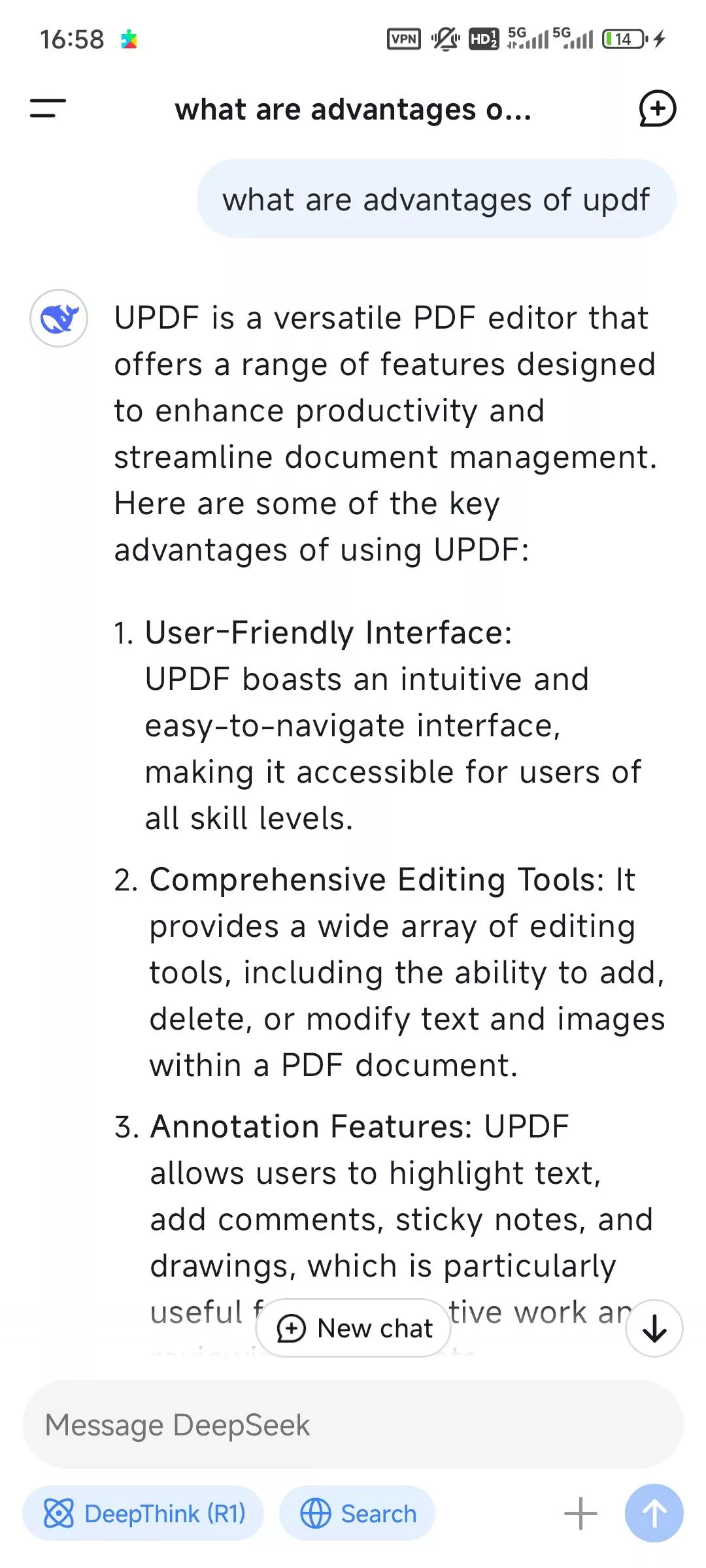 deepseek app interface