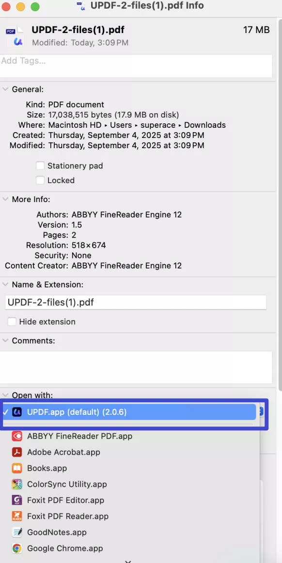 set updf as default on mac