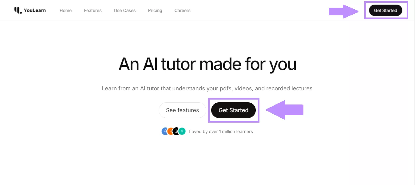 Sign up on YouLearn.AI