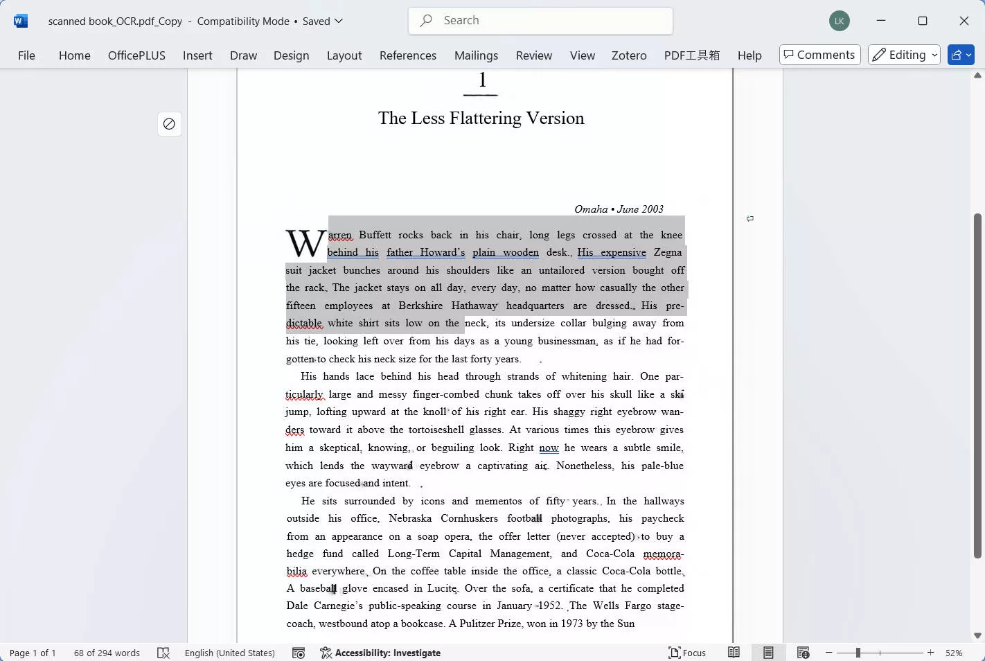 updf convert ocred pdf to word