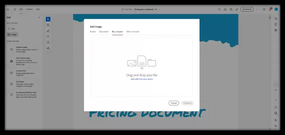 Insert the signature image