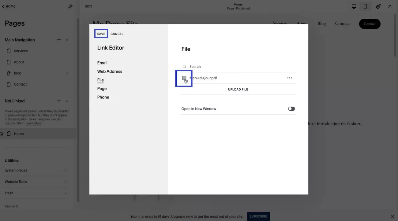 save the file to the browser