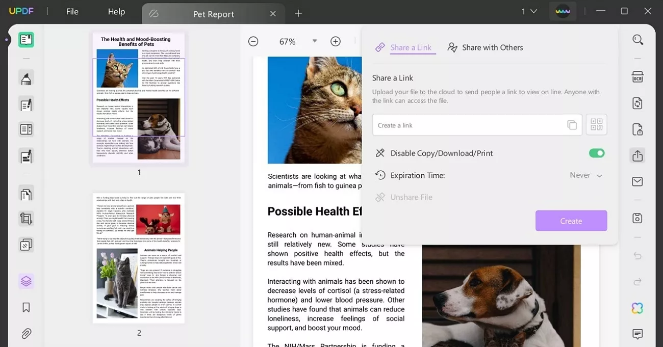 generate a link at updf