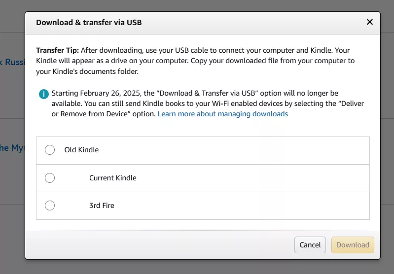 download & transfer via USB