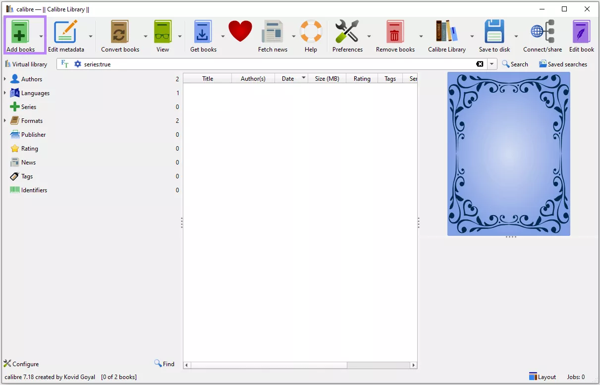 click add books calibre