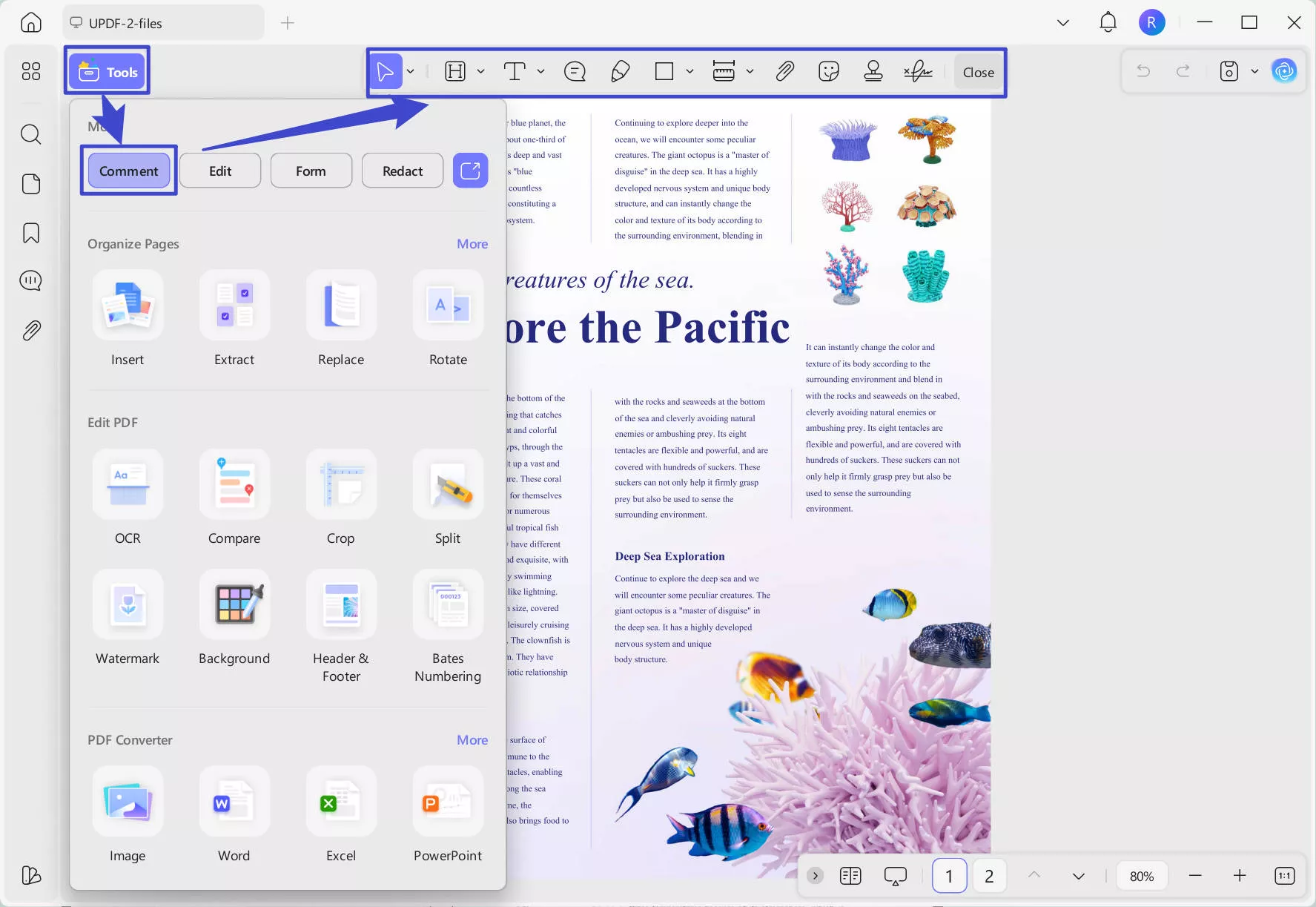 comment updf windows