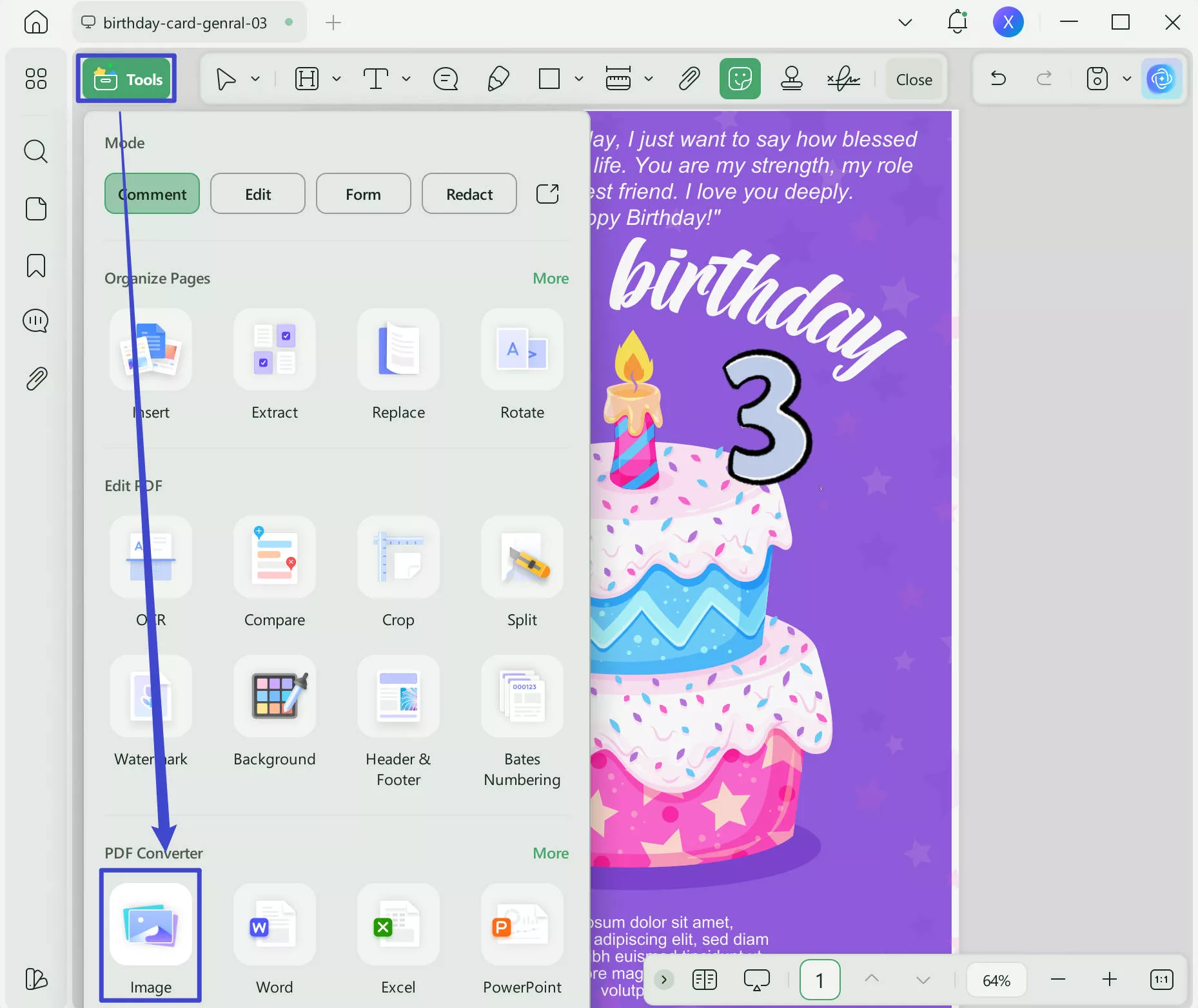 continue to export card as image