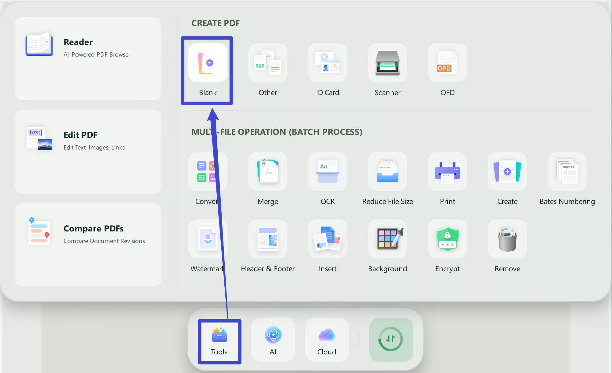 create blank pdf updf