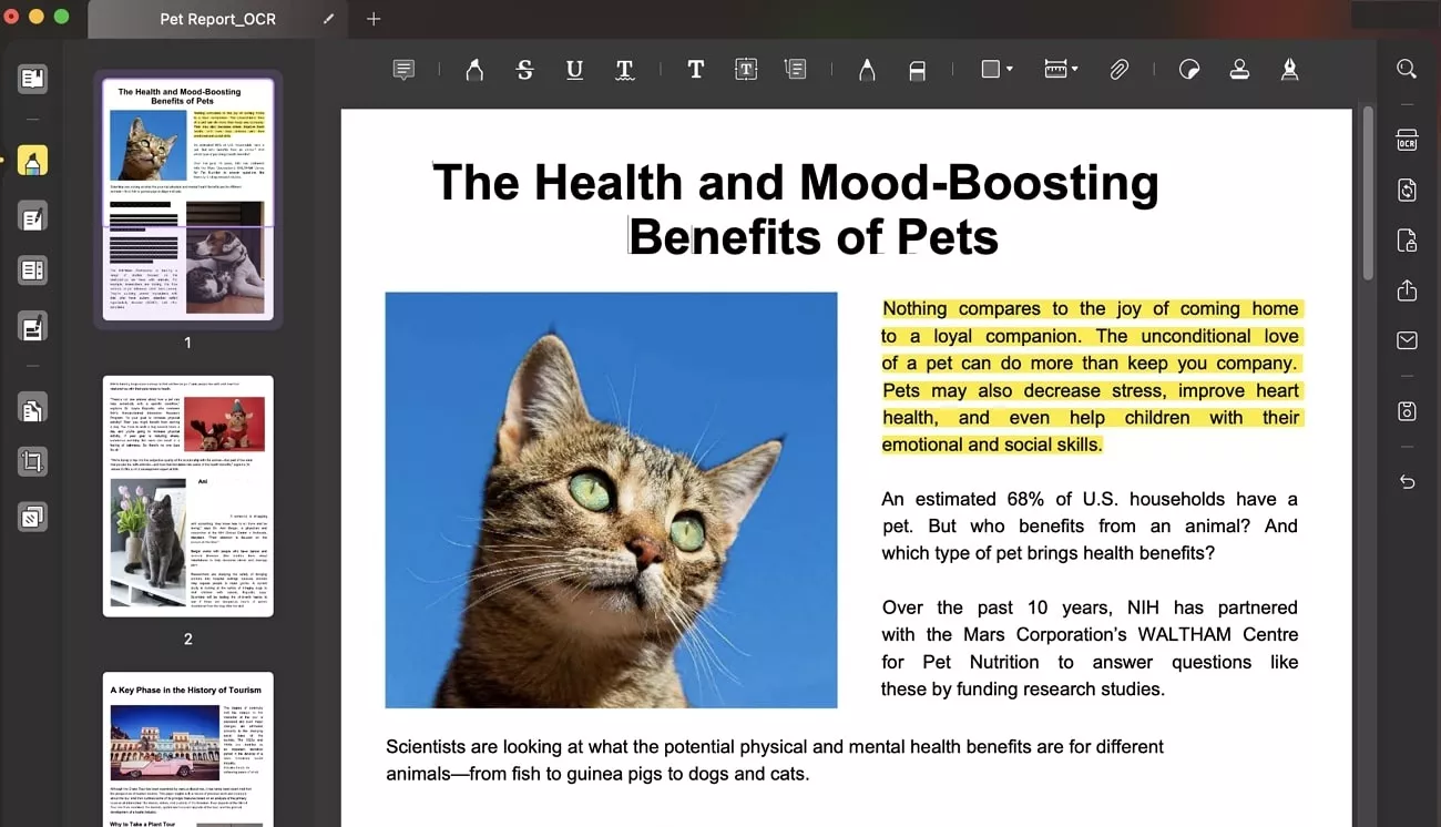 annotate pdf using relevant tab