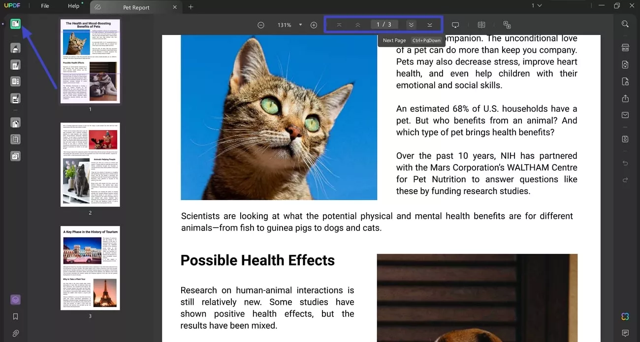 use page navigation features