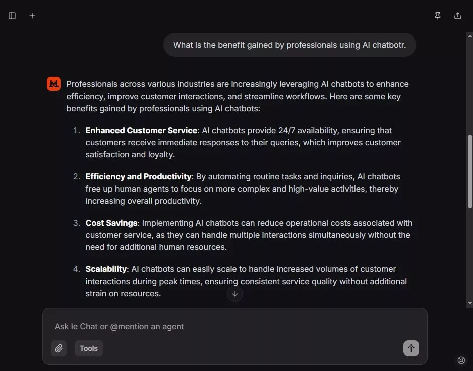 ai chat conversation with le chat