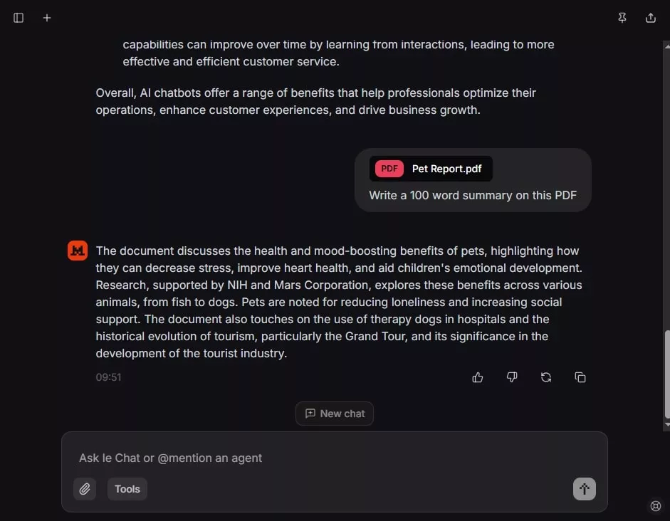 chat with document with le chat