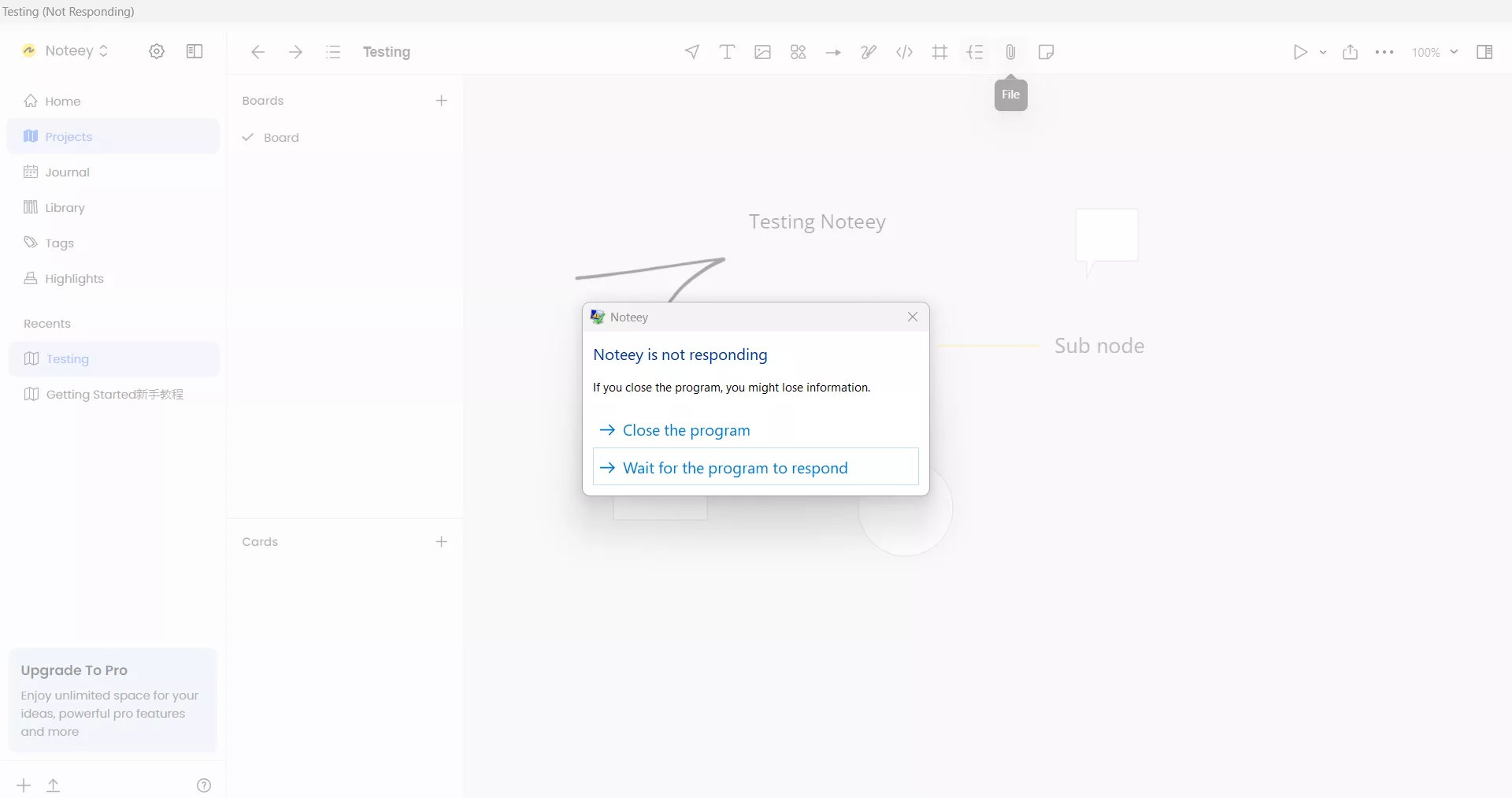 Noteey gets stuck frequently