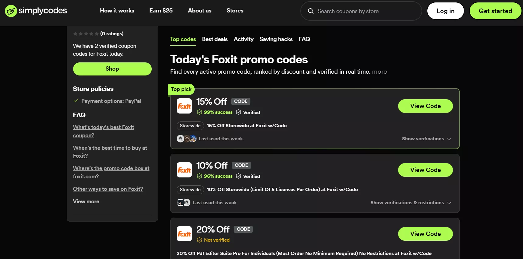 Foxit coupon code on SimplyCodes