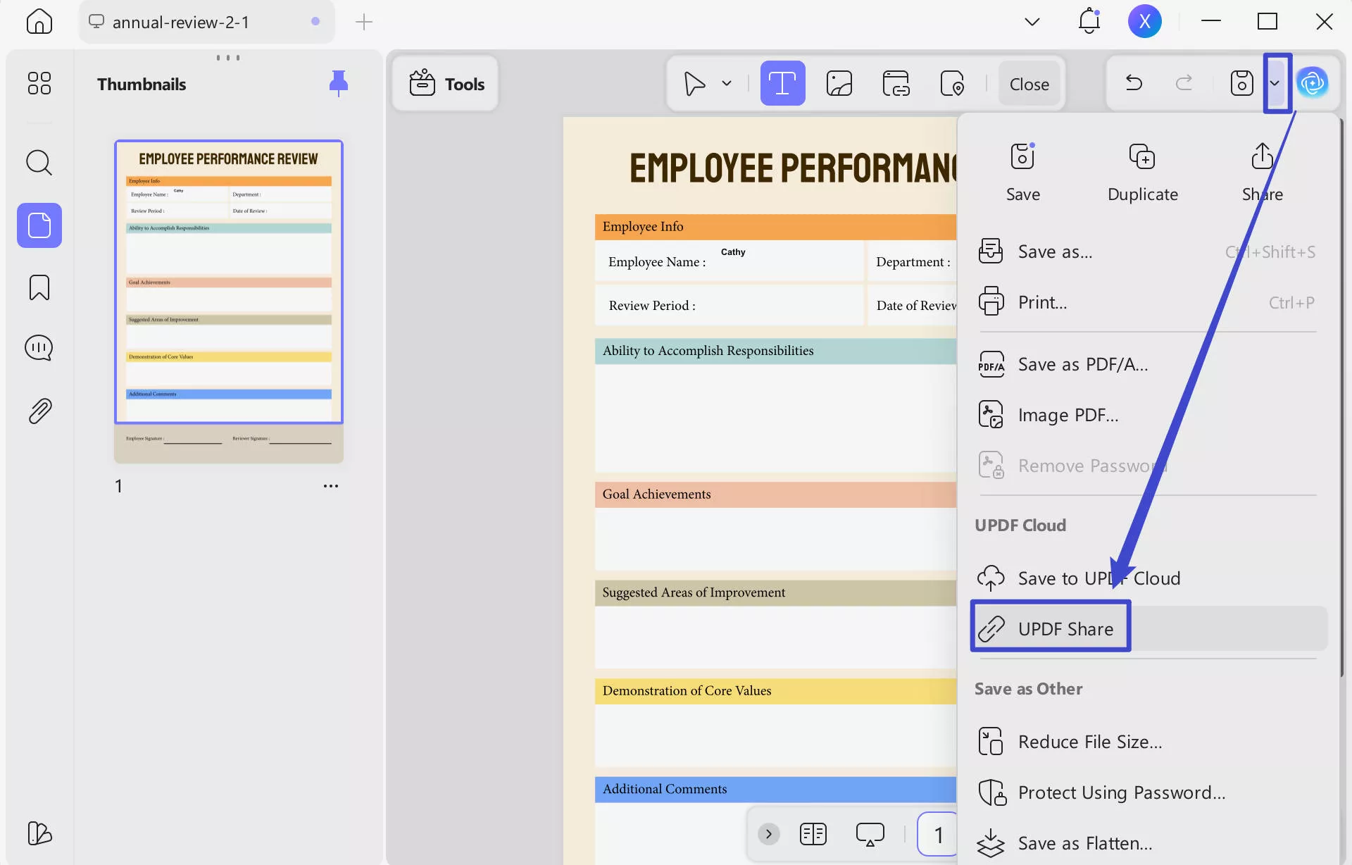generate a link with updf