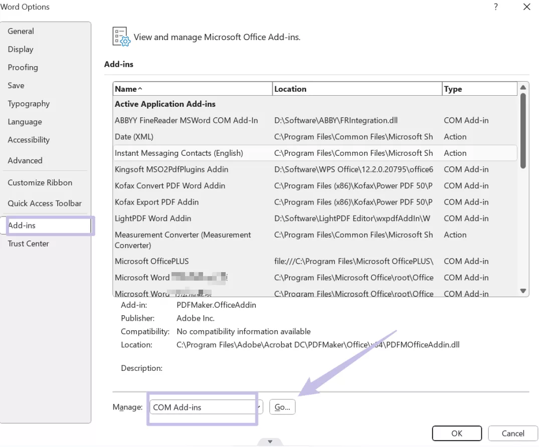 renable adobe pdf maker add in