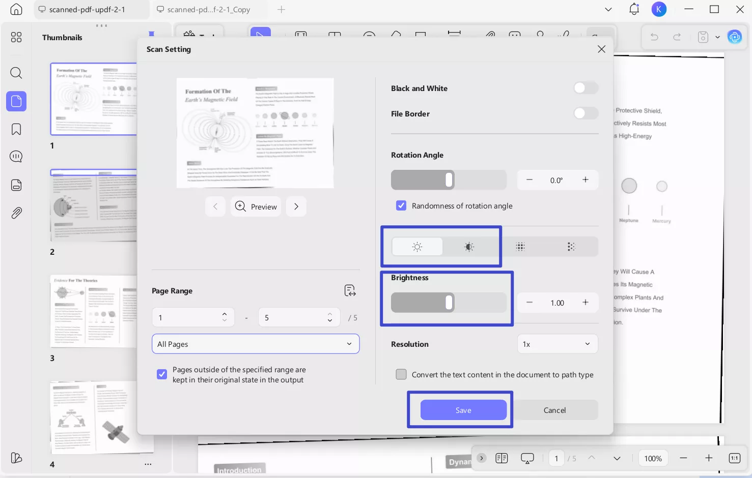 adjust pdf brightness and contrast