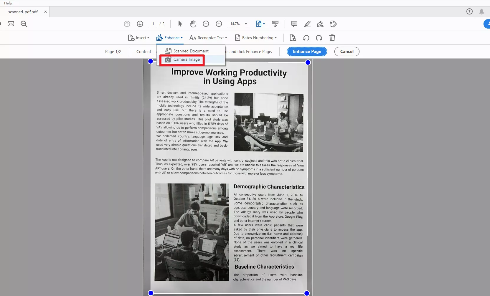 adobe acrobat enhance tool